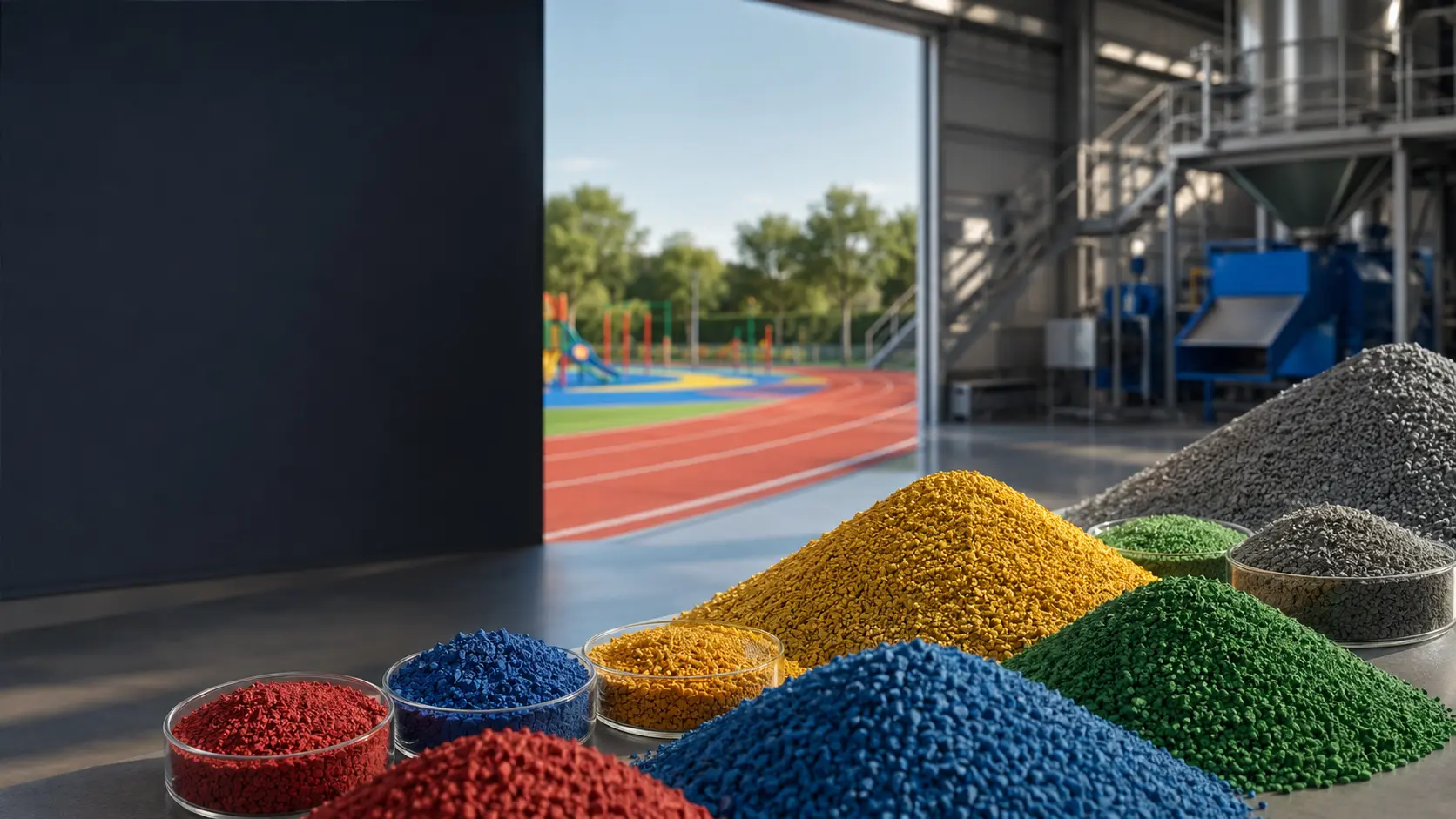 Colored EPDM rubber granules for specification and application selection