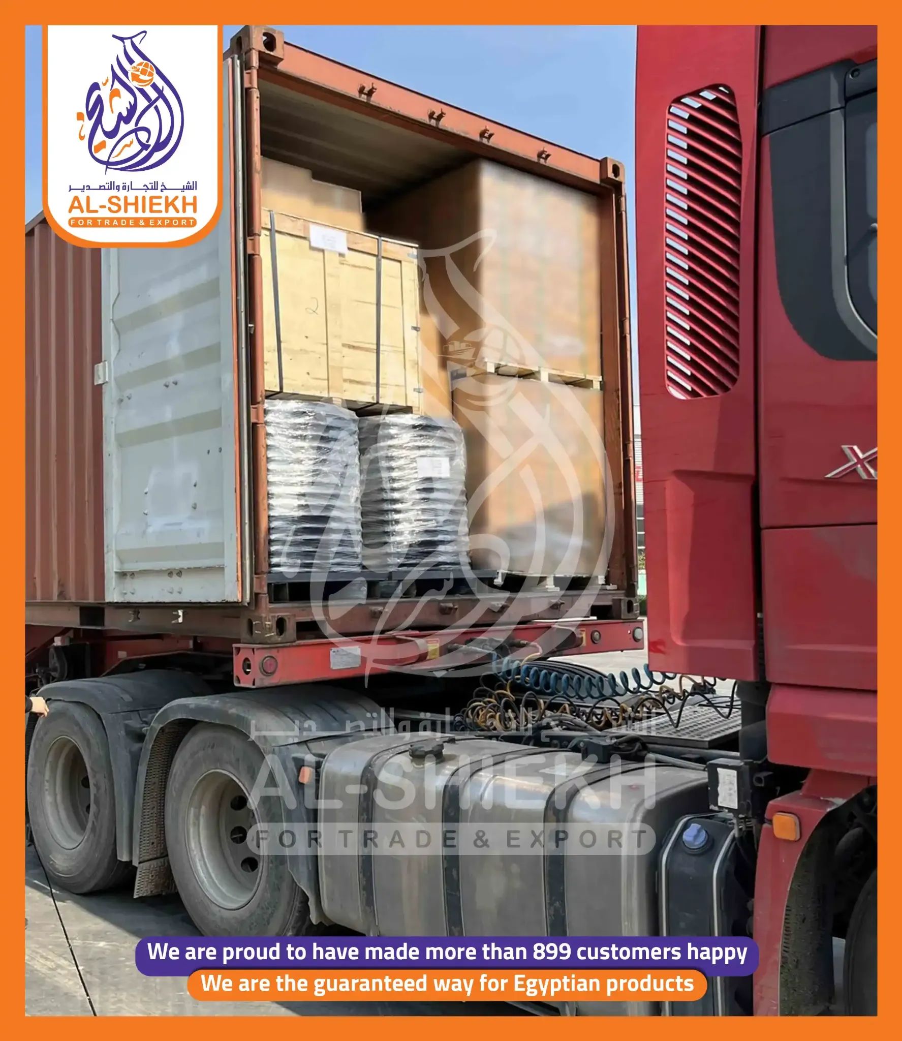 Industrial export shipment transported from Egypt