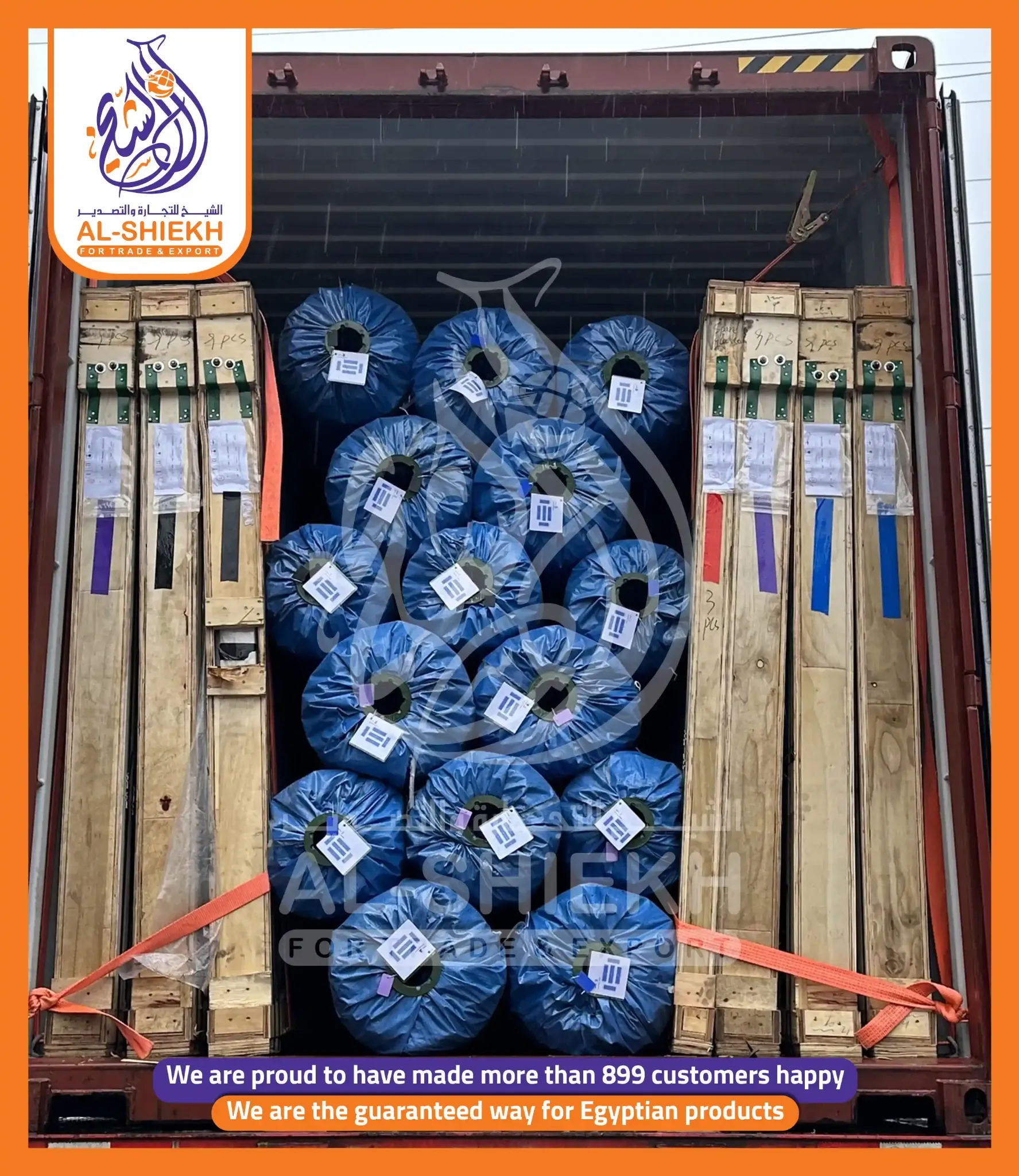 Industrial cargo prepared inside a container