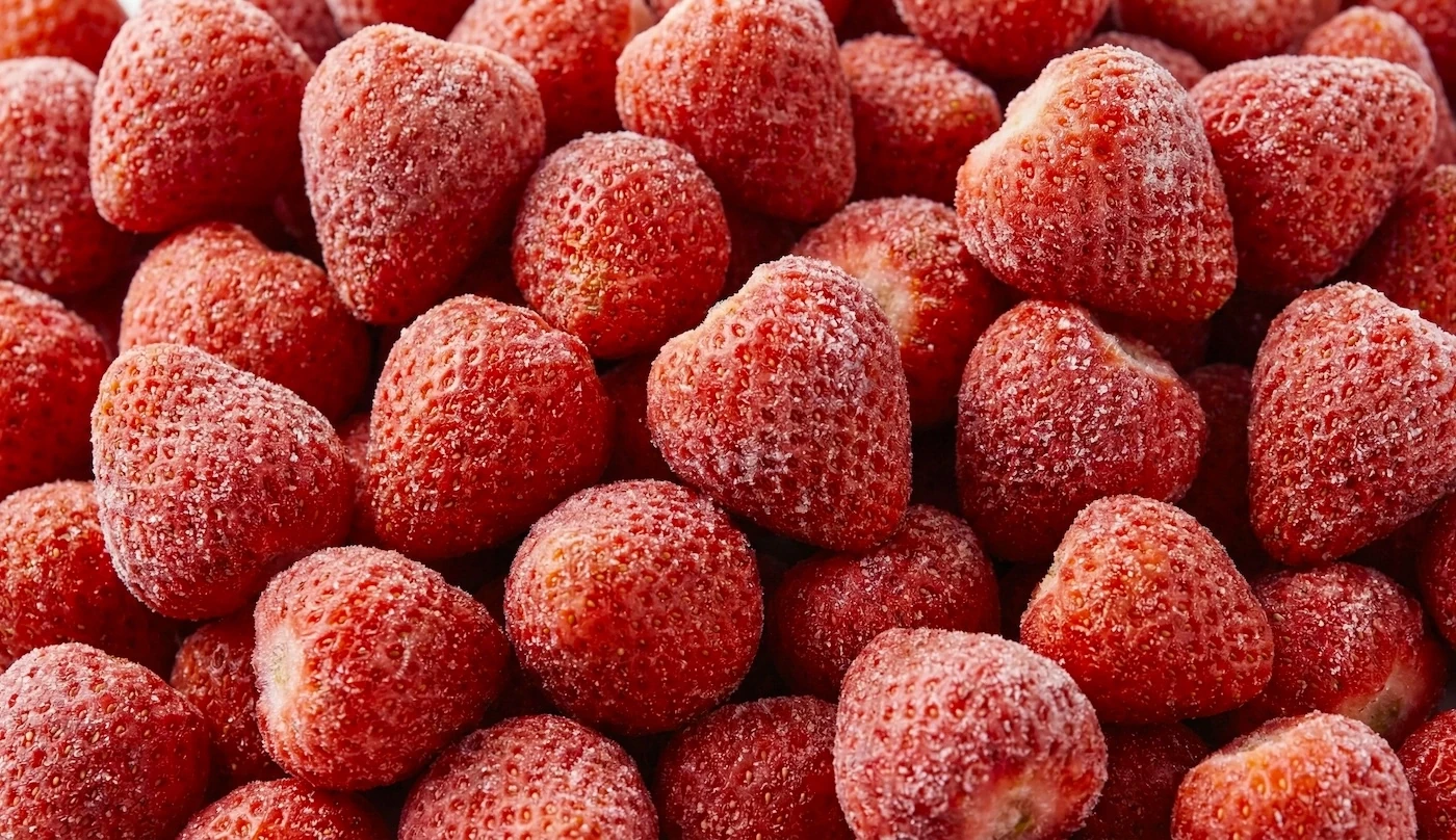 Frozen strawberries prepared for export