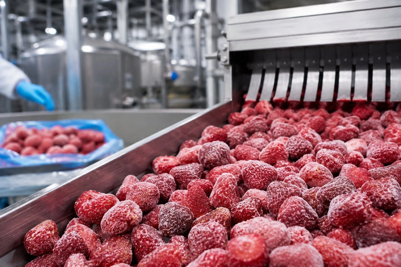 Frozen strawberry processing for export