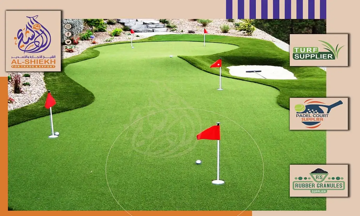 Artificial grass for golf putting green and practice area