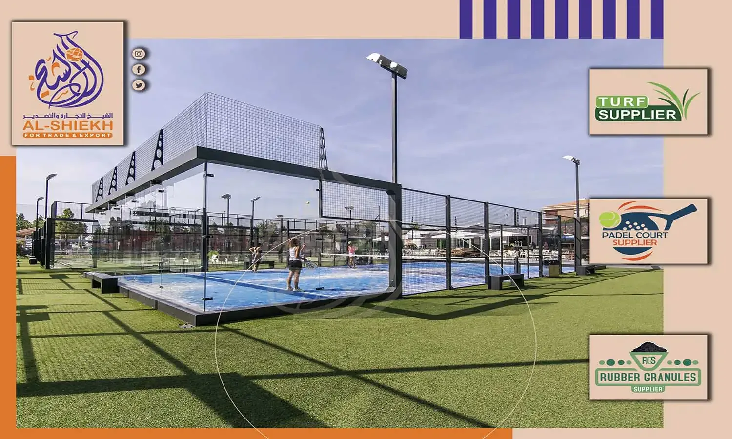 Artificial grass for padel courts supplied through Al-Shiekh Trade and Export
