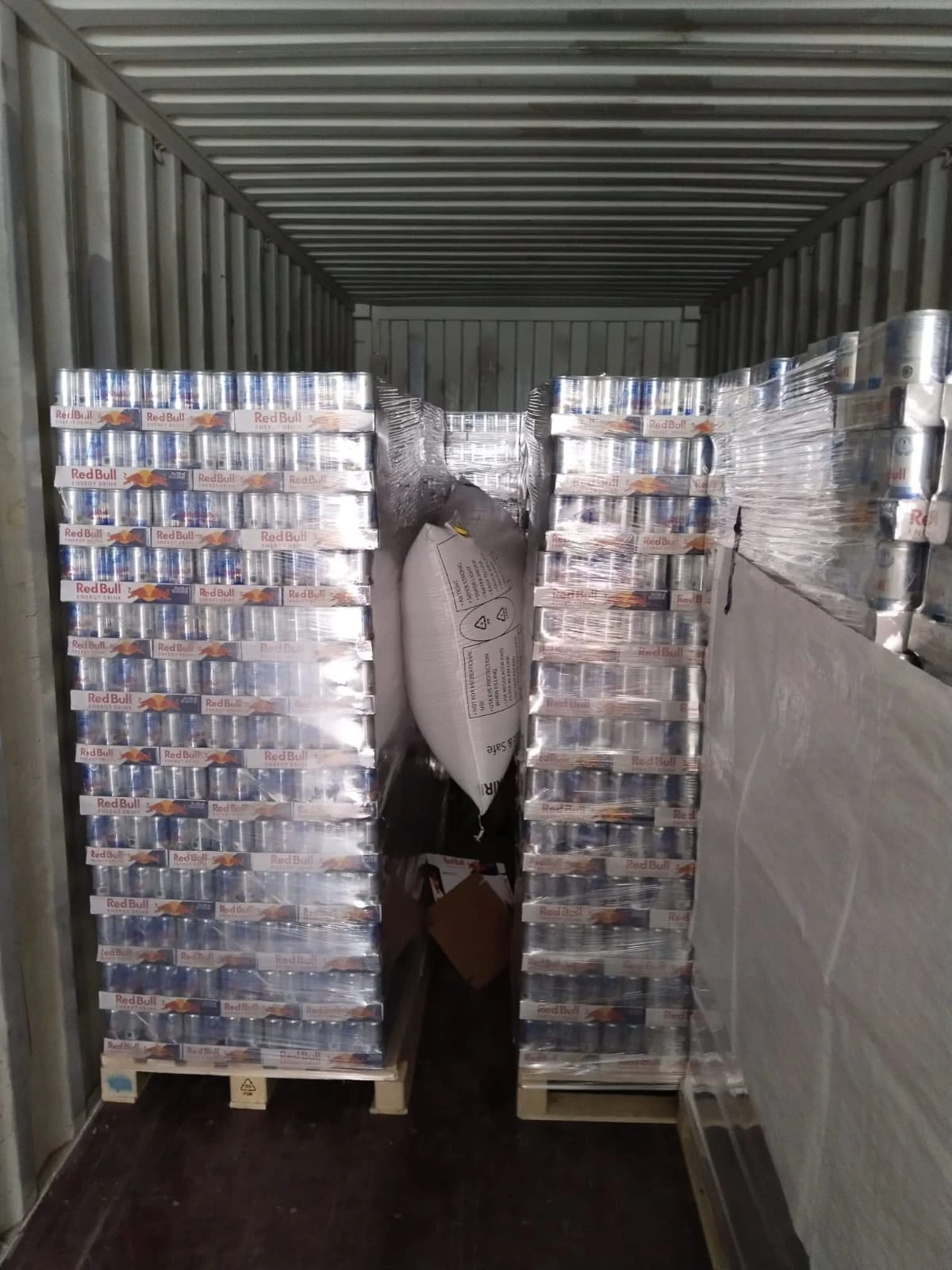 Red Bull export pallets prepared for shipment