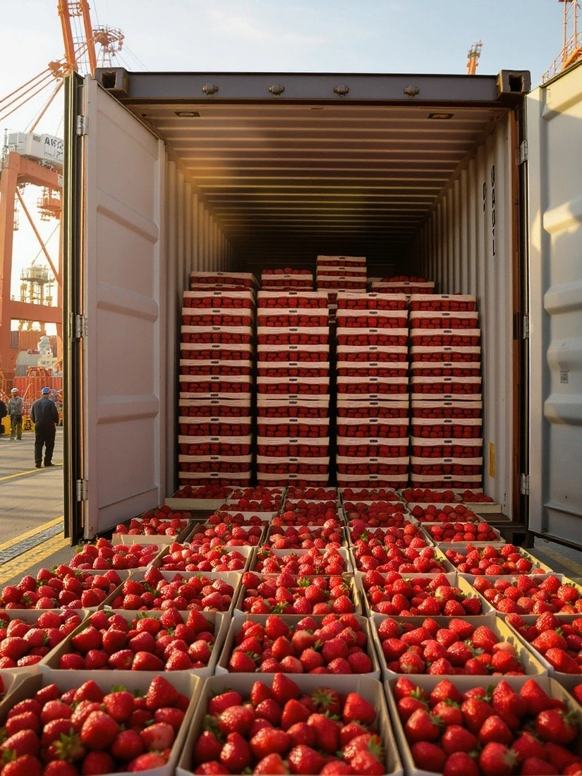 Egyptian strawberries packed for export